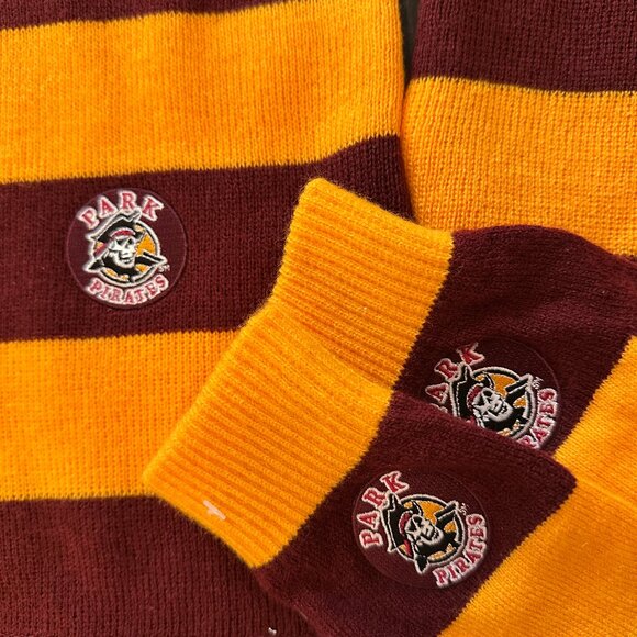 Park Pirates Maroon & Gold Striped Scarf and Gloves Set - Picture 3 of 3